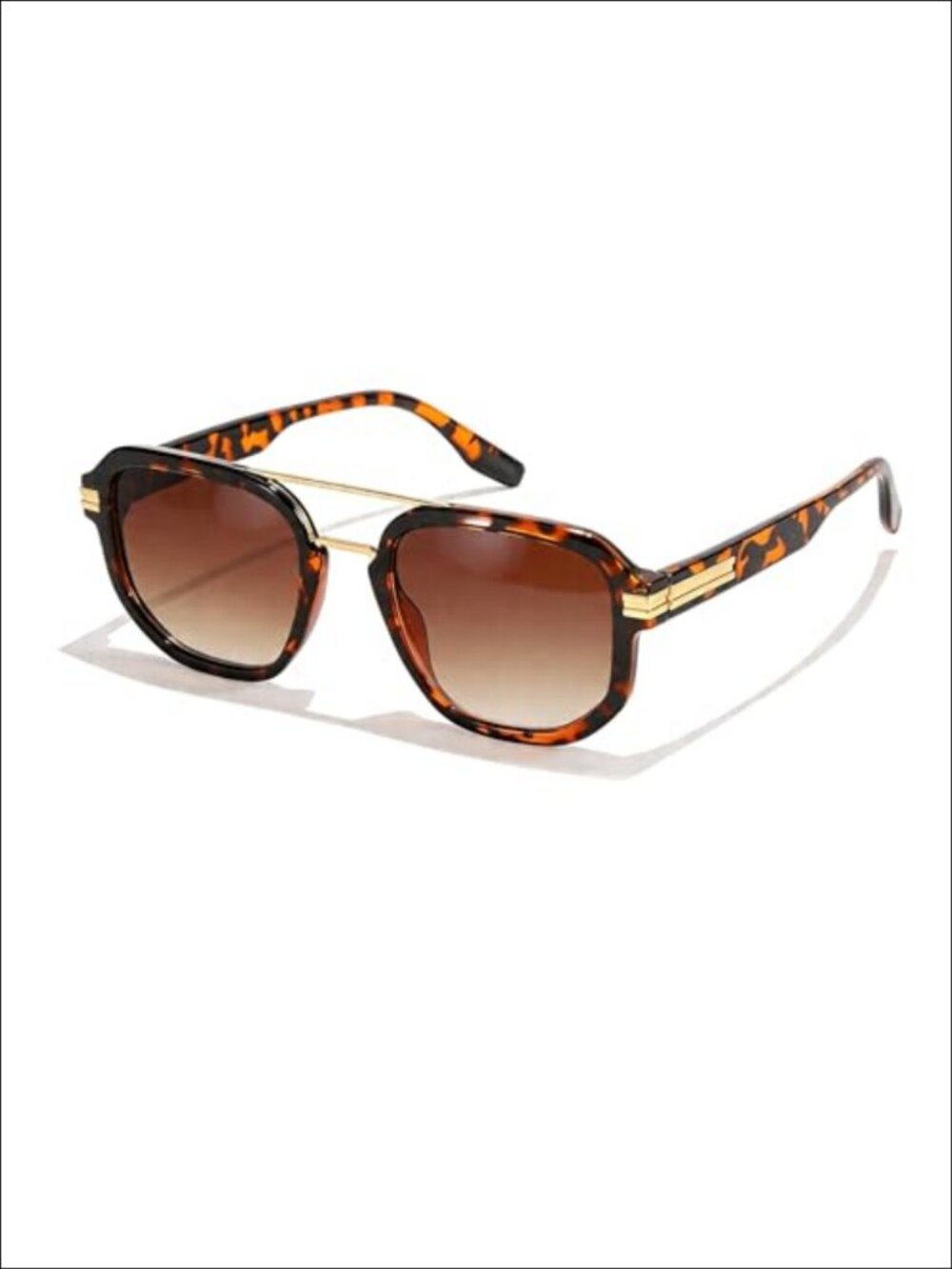 Retro Square Aviator Sunglasses Double Bridge UV400 Women's Eyewear